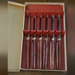 Regent Sheffield Steak Knife Set of 6 Stainless Steel Forever Sharp Original Box